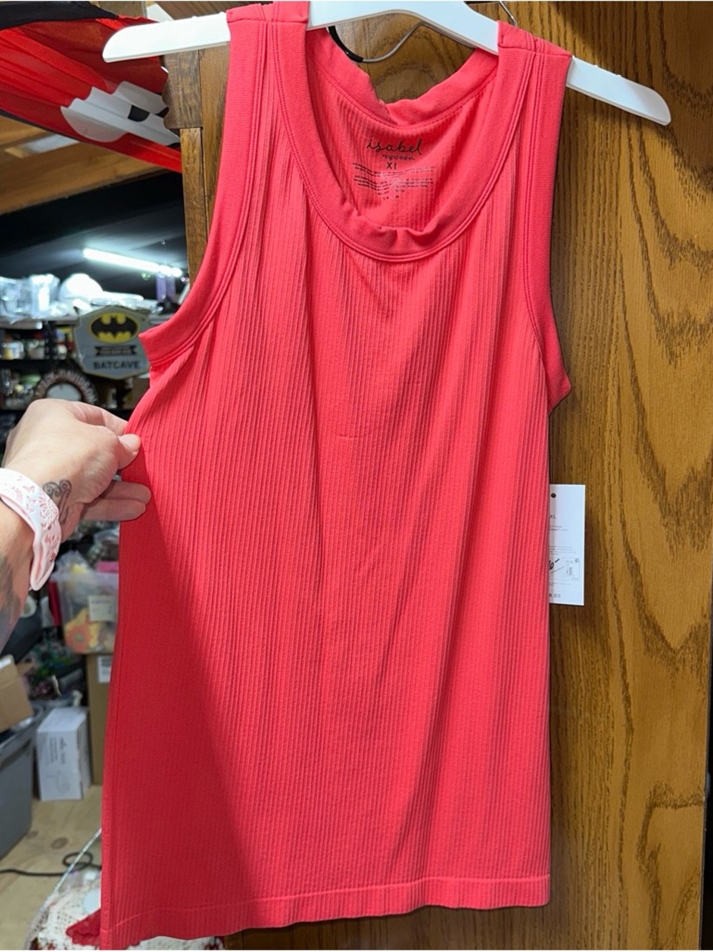 XL Maternity Ingrid & Isabel Coral Ribbed Scoop Tank